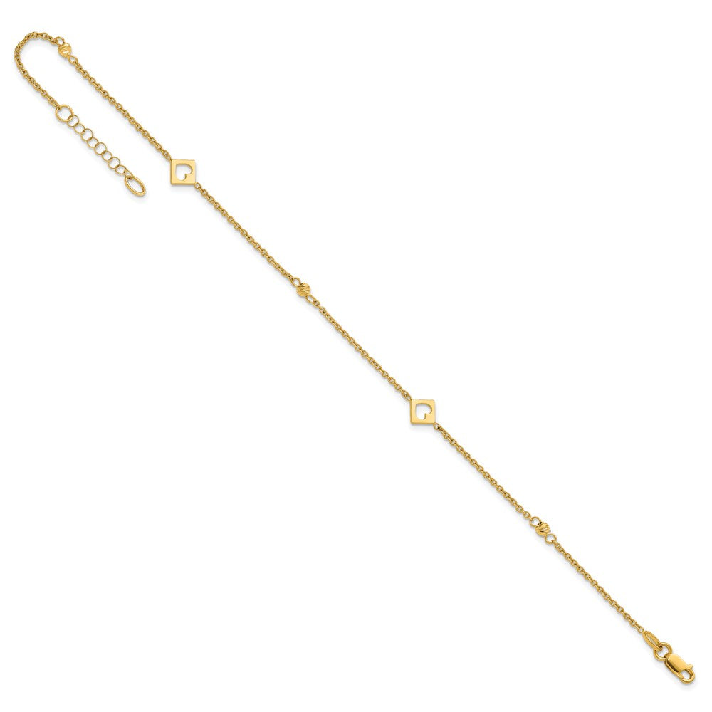 Link Hearts and D/C Beads Plus 1in ext Anklet