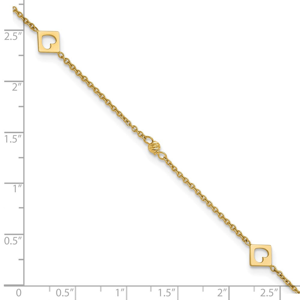 Link Hearts and D/C Beads Plus 1in ext Anklet
