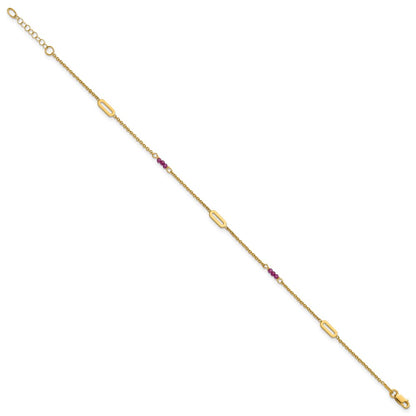 Polished Red Corundum Plus 1in ext Anklet