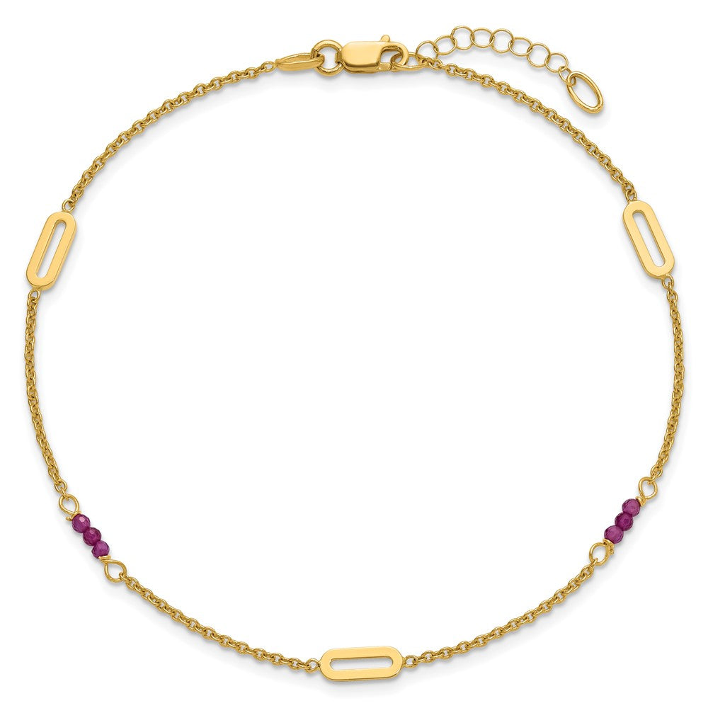 Polished Red Corundum Plus 1in ext Anklet