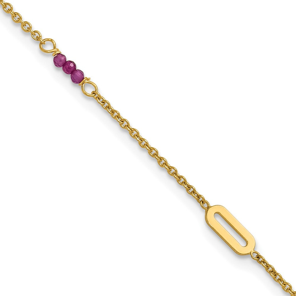 Polished Red Corundum Plus 1in ext Anklet