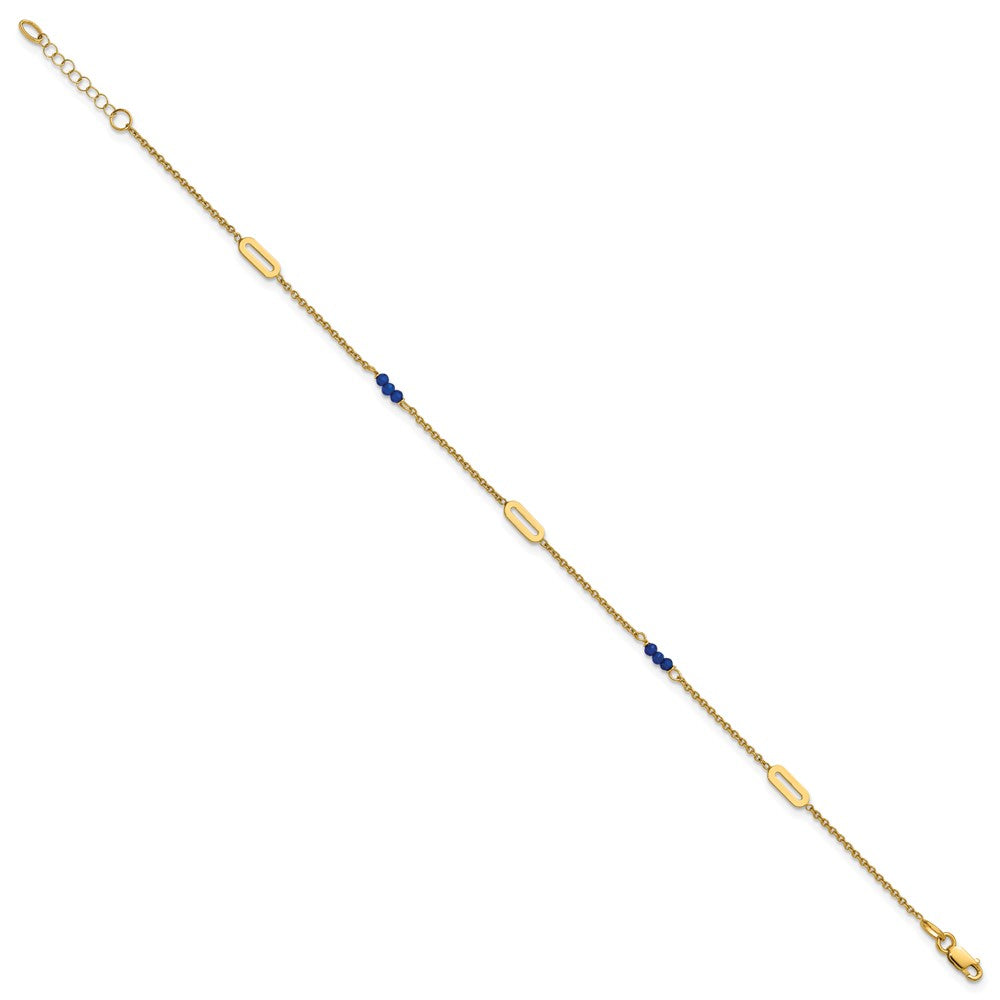 Polished Blue Spinel Plus 1in ext Anklet - 3.6mm