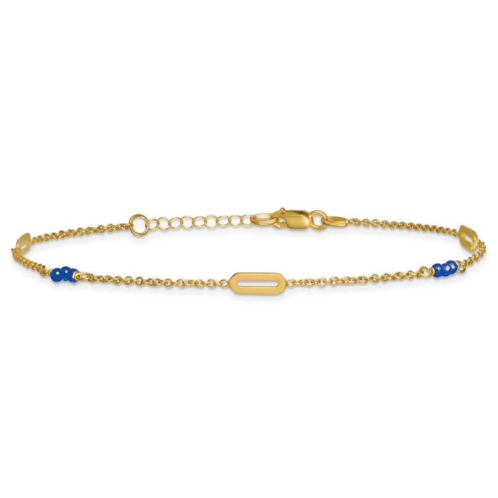 Polished Blue Spinel Plus 1in ext Anklet - 3.6mm