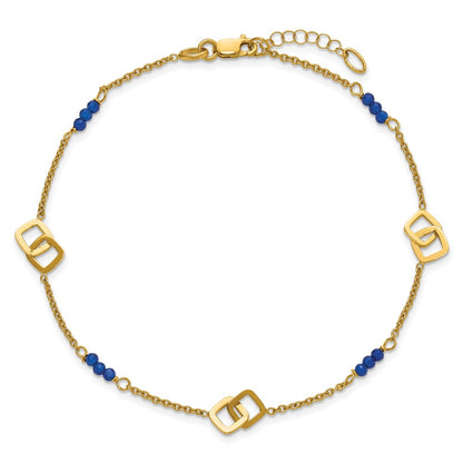 Polished Blue Spinel Plus 1in ext Anklet - 6mm