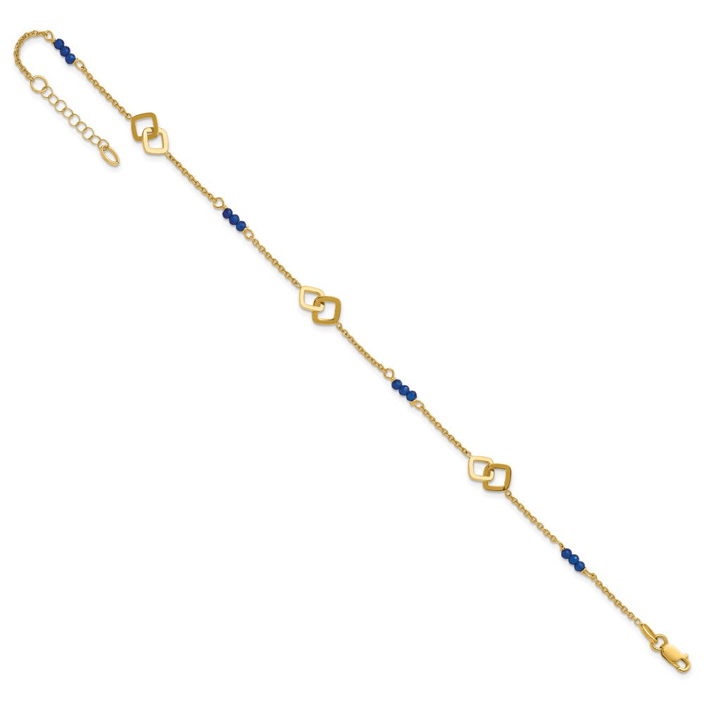 Polished Blue Spinel Plus 1in ext Anklet - 6mm