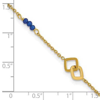 Polished Blue Spinel Plus 1in ext Anklet - 6mm