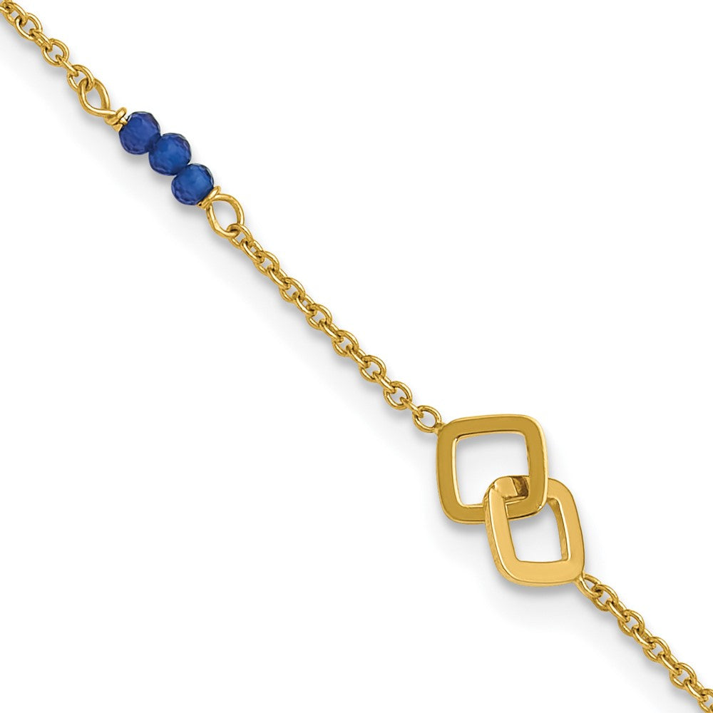 Polished Blue Spinel Plus 1in ext Anklet - 6mm