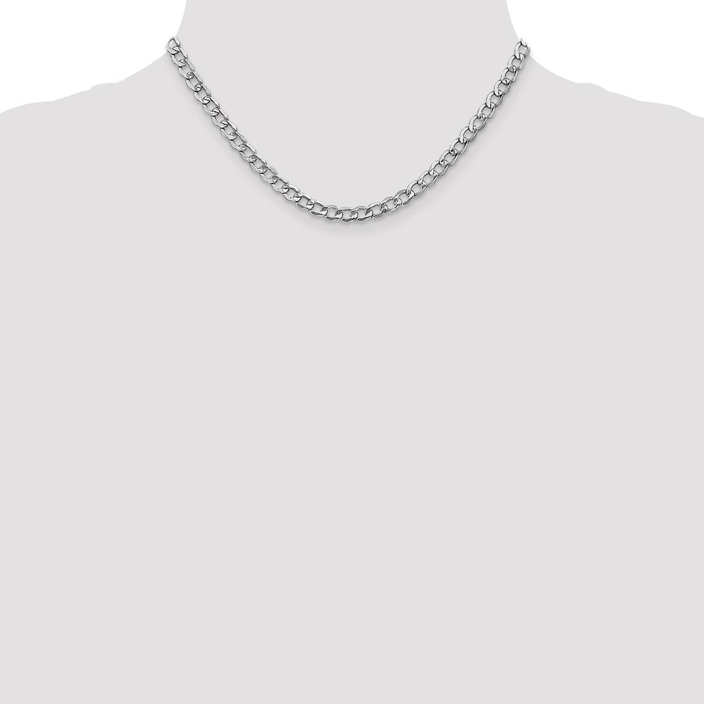 5.25mm Semi-Solid Curb Chain - White Gold