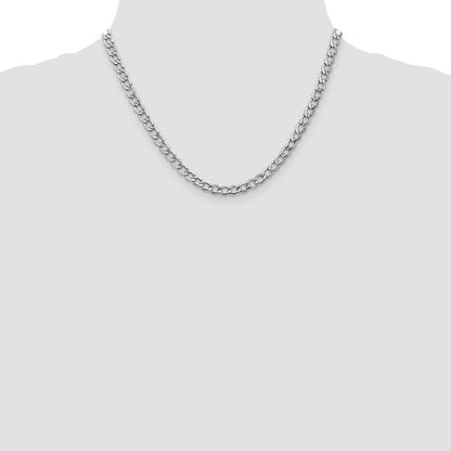 5.25mm Semi-Solid Curb Chain - White Gold