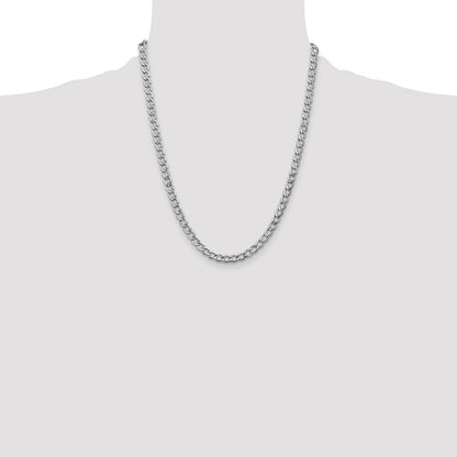 5.25mm Semi-Solid Curb Chain - White Gold