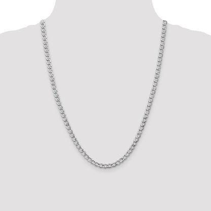 5.25mm Semi-Solid Curb Chain - White Gold