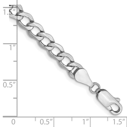 5.25mm Semi-Solid Curb Chain - White Gold
