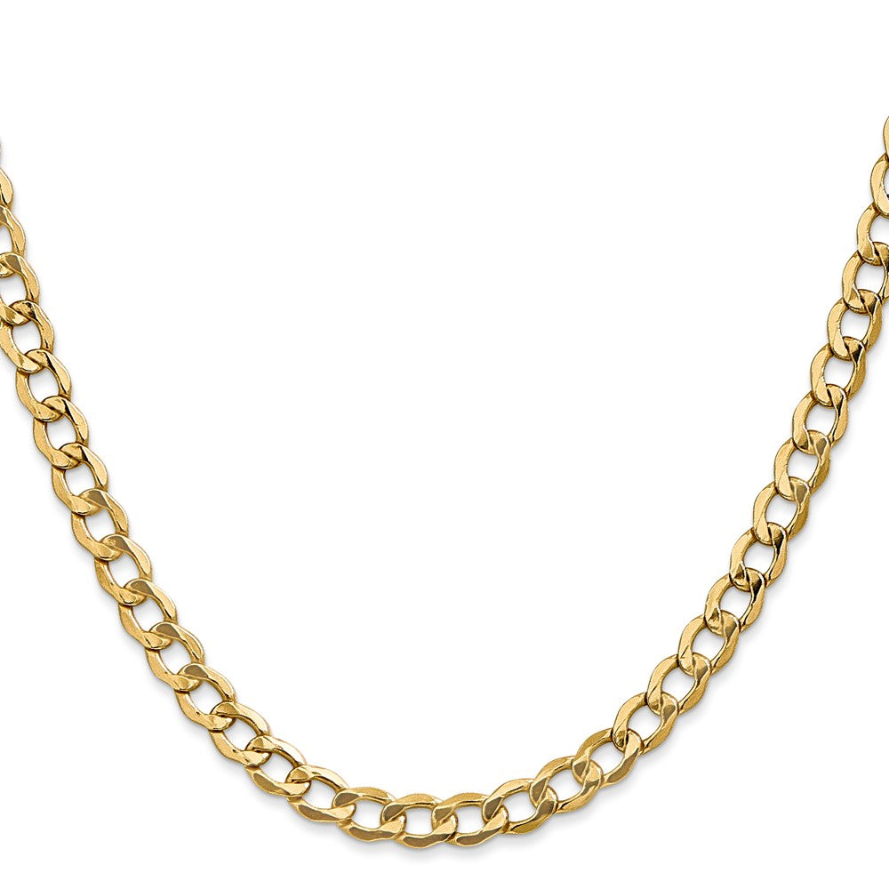 5.25mm Semi-Solid Curb Chain - Yellow Gold