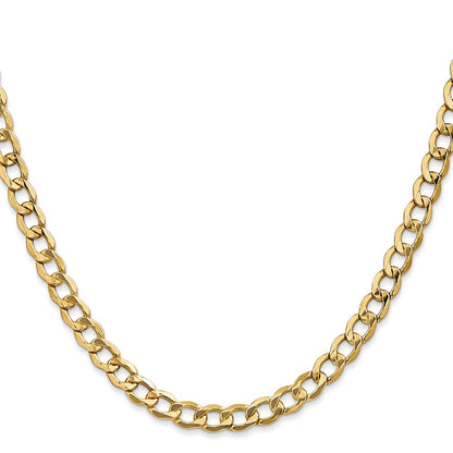 5.25mm Semi-Solid Curb Chain - Yellow Gold