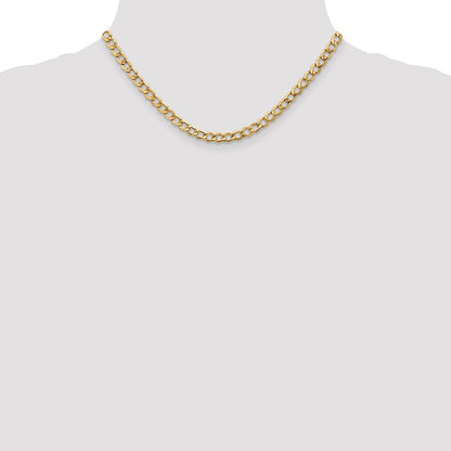5.25mm Semi-Solid Curb Chain - Yellow Gold