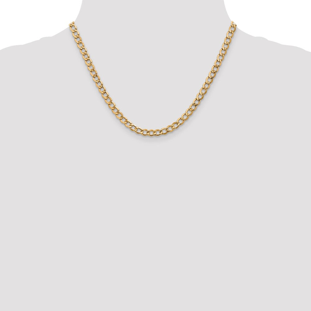 5.25mm Semi-Solid Curb Chain - Yellow Gold