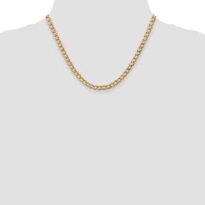 5.25mm Semi-Solid Curb Chain - Yellow Gold