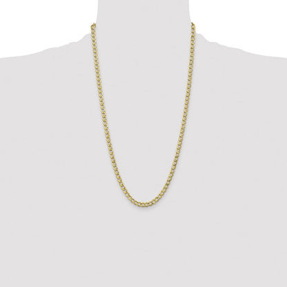 5.25mm Semi-Solid Curb Chain - Yellow Gold
