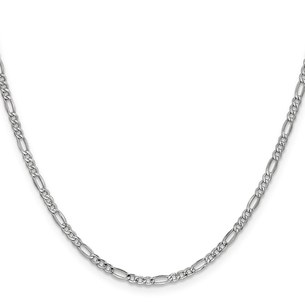 2.5mm Semi-Solid Figaro Chain - White Gold