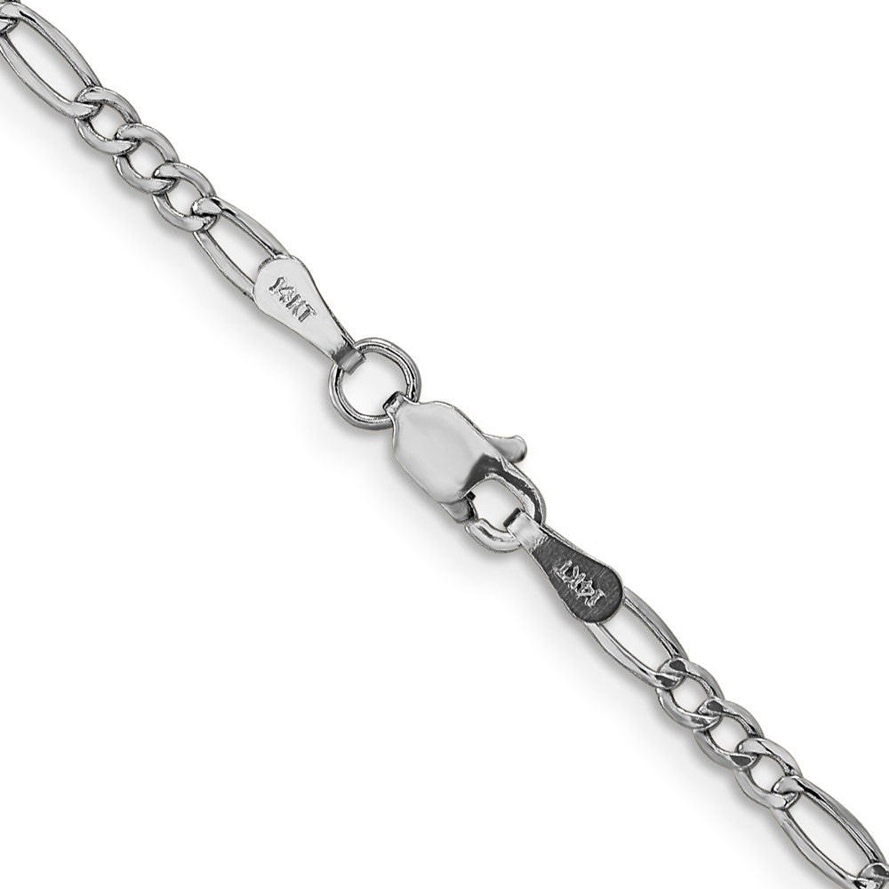 2.5mm Semi-Solid Figaro Chain - White Gold