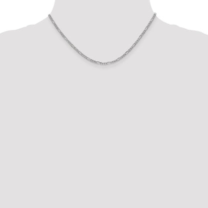 2.5mm Semi-Solid Figaro Chain - White Gold
