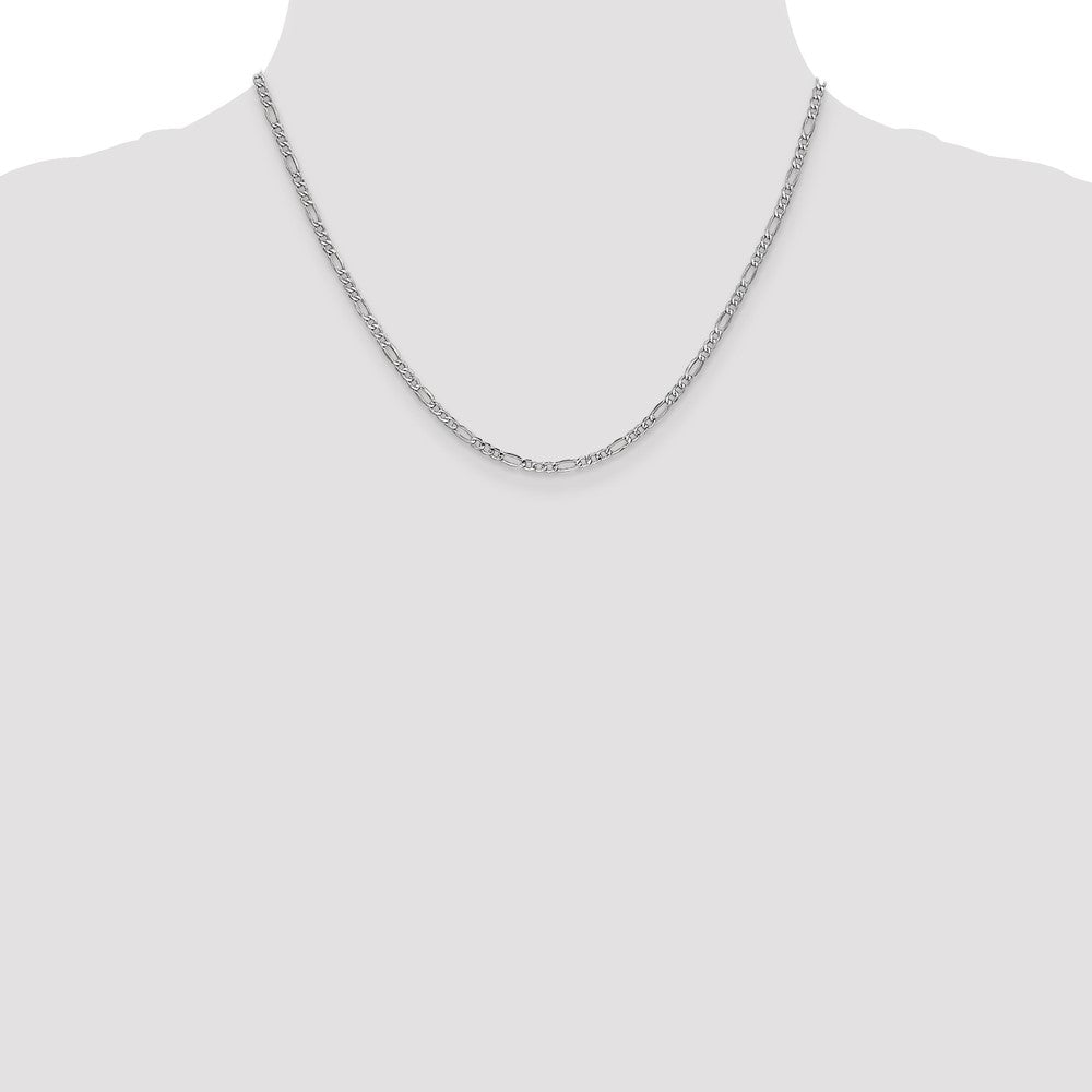 2.5mm Semi-Solid Figaro Chain - White Gold