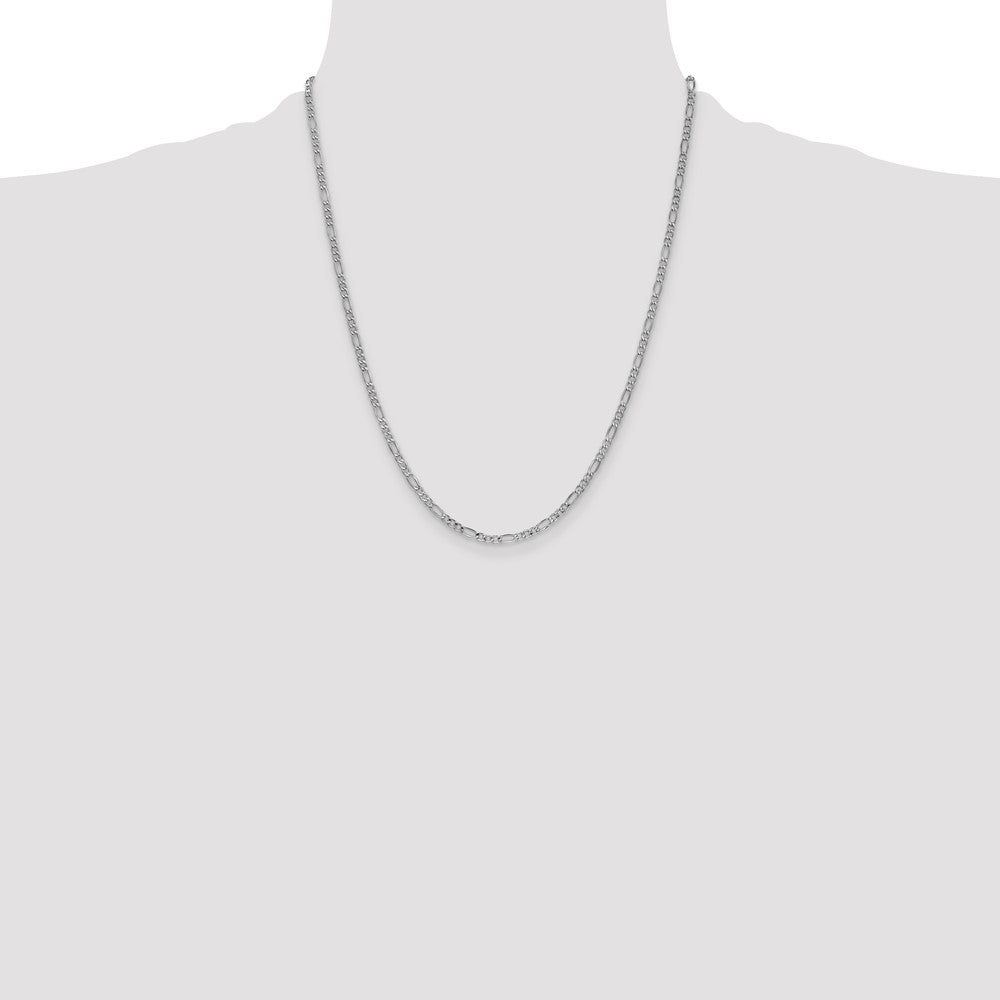 2.5mm Semi-Solid Figaro Chain - White Gold