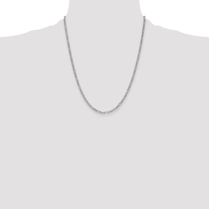 2.5mm Semi-Solid Figaro Chain - White Gold
