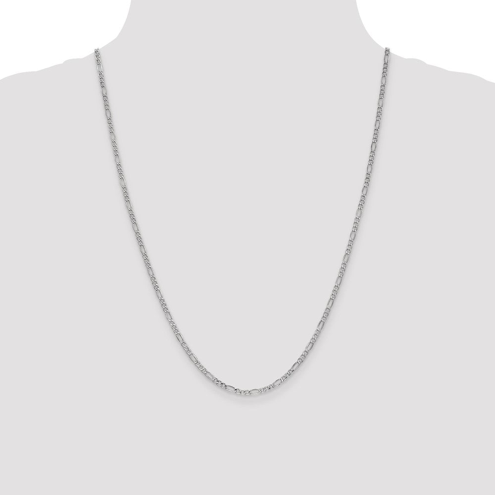 2.5mm Semi-Solid Figaro Chain - White Gold