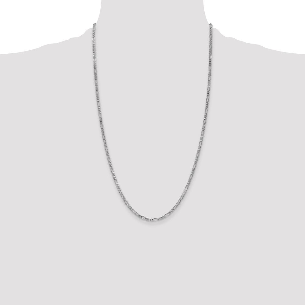 2.5mm Semi-Solid Figaro Chain - White Gold
