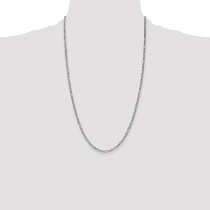 2.5mm Semi-Solid Figaro Chain - White Gold