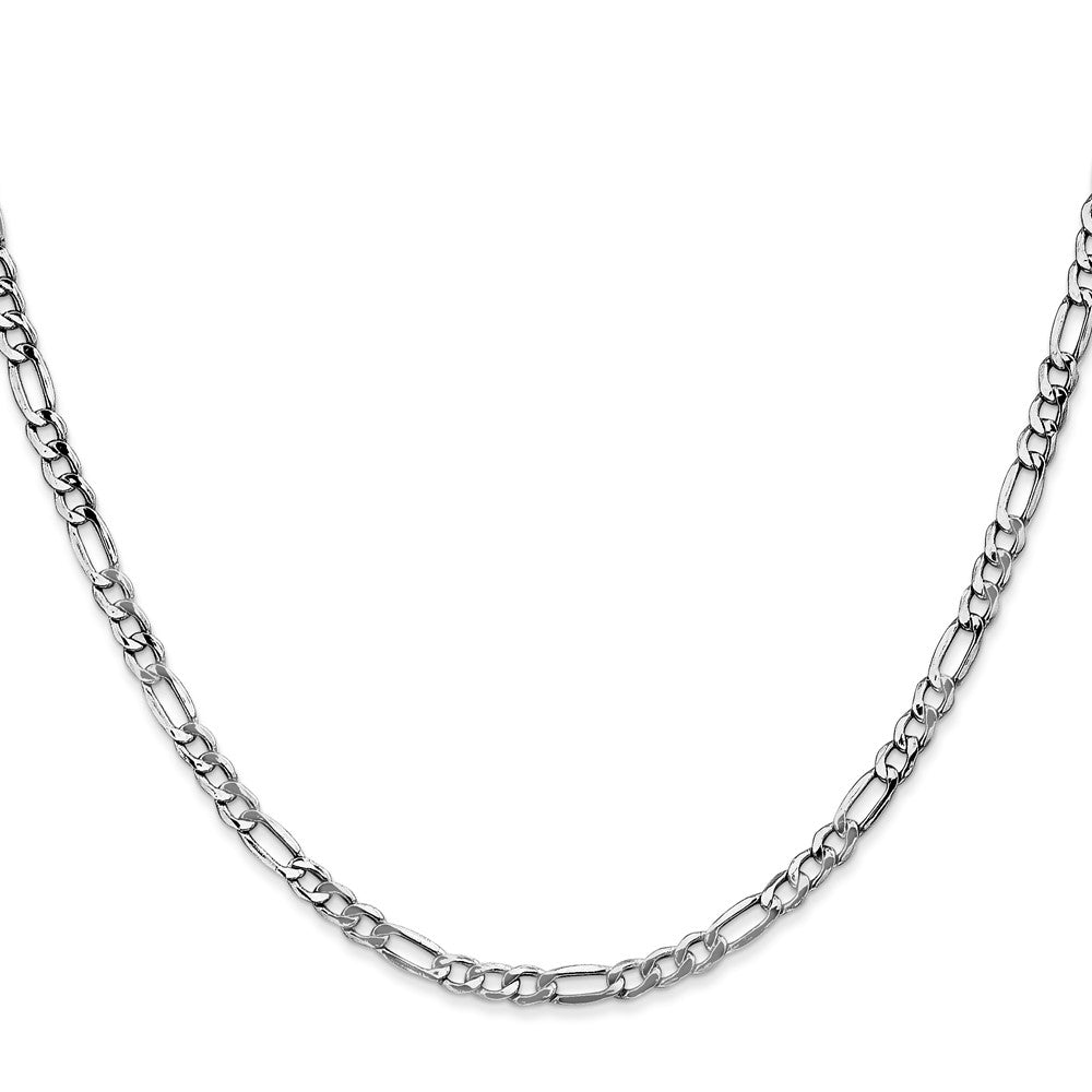 3.5mm Semi-Solid Figaro Chain - White Gold