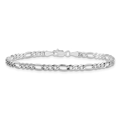 3.5mm Semi-Solid Figaro Chain - White Gold