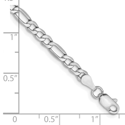 3.5mm Semi-Solid Figaro Chain - White Gold