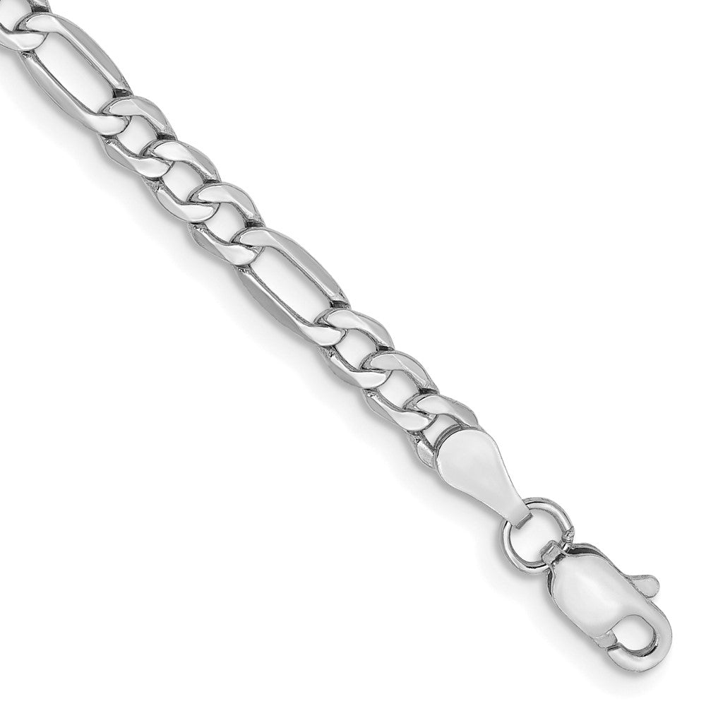 3.5mm Semi-Solid Figaro Chain - White Gold