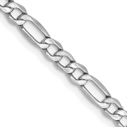 3.5mm Semi-Solid Figaro Chain - White Gold