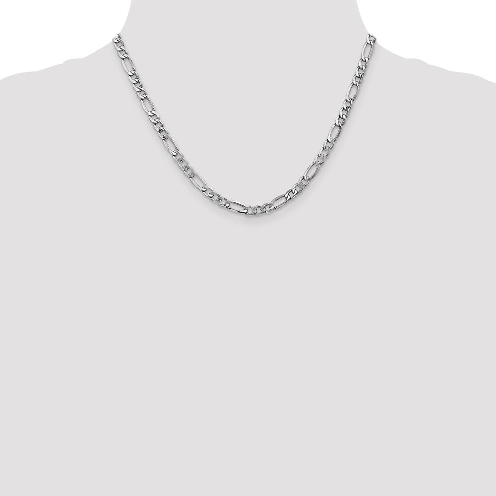 5.75mm Semi-Solid Figaro Chain - White Gold