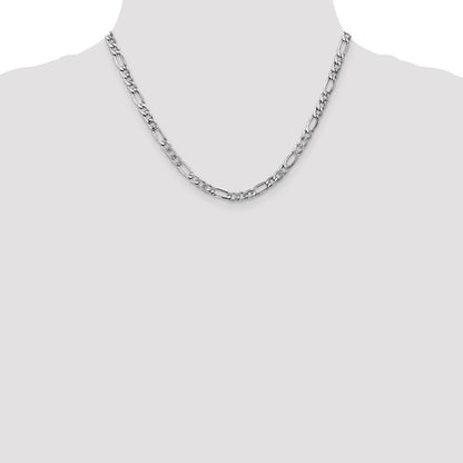 5.75mm Semi-Solid Figaro Chain - White Gold