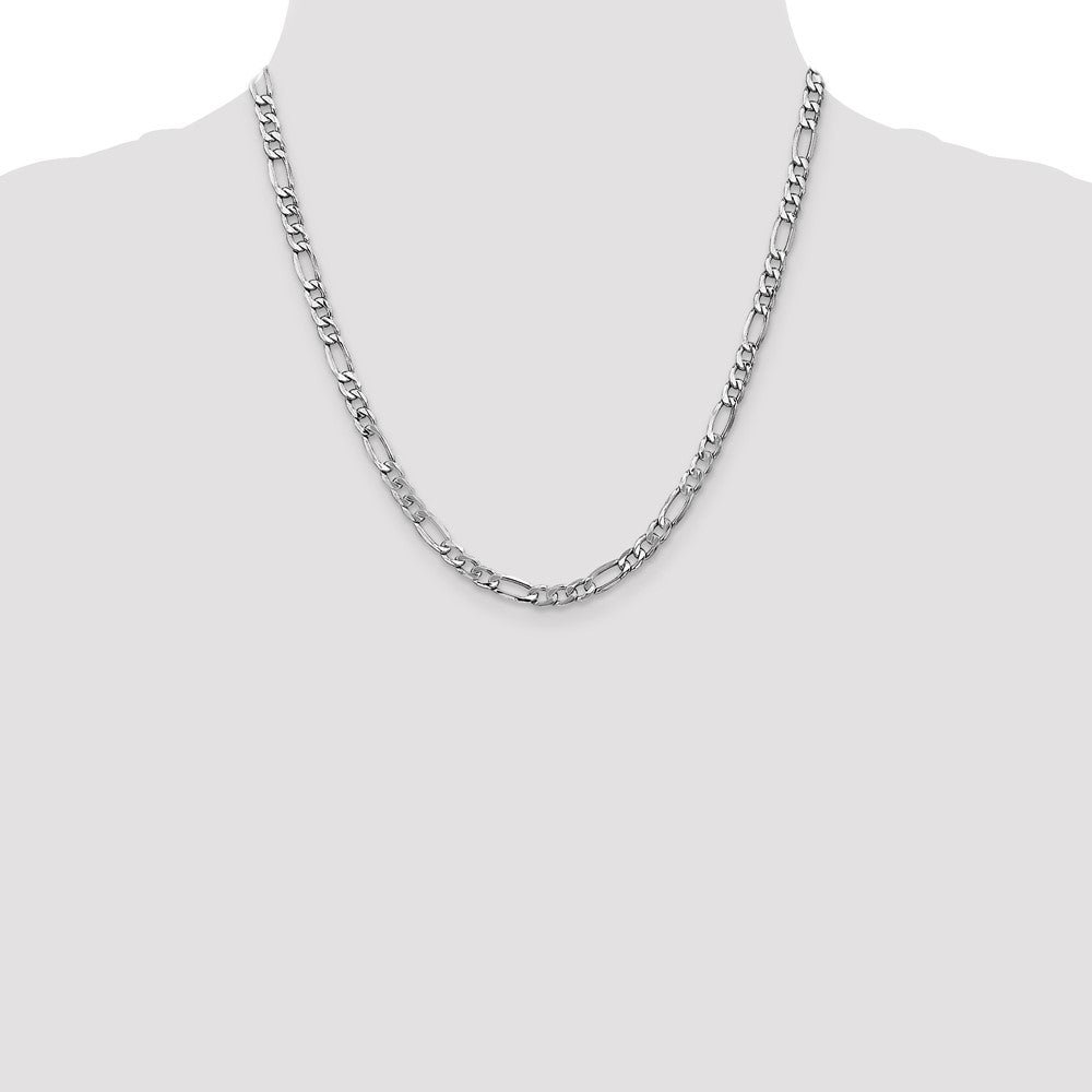5.75mm Semi-Solid Figaro Chain - White Gold