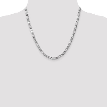 5.75mm Semi-Solid Figaro Chain - White Gold