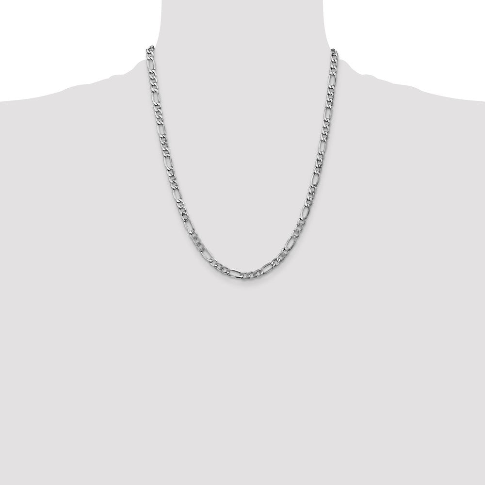 5.75mm Semi-Solid Figaro Chain - White Gold