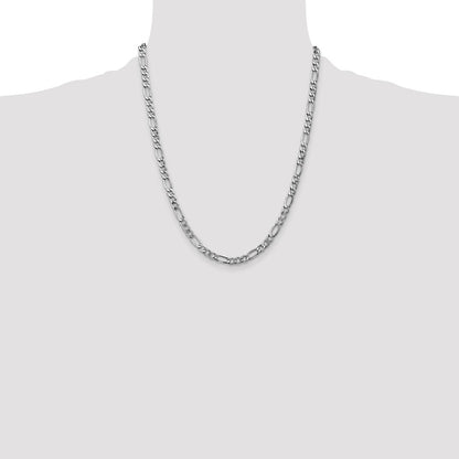 5.75mm Semi-Solid Figaro Chain - White Gold