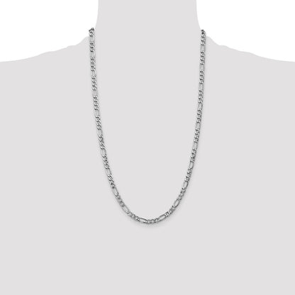 5.75mm Semi-Solid Figaro Chain - White Gold