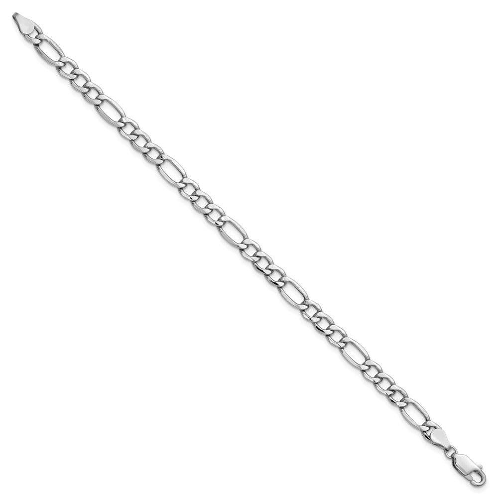 5.75mm Semi-Solid Figaro Chain - White Gold