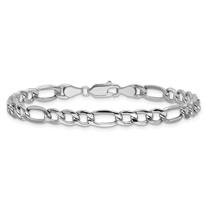 5.75mm Semi-Solid Figaro Chain - White Gold