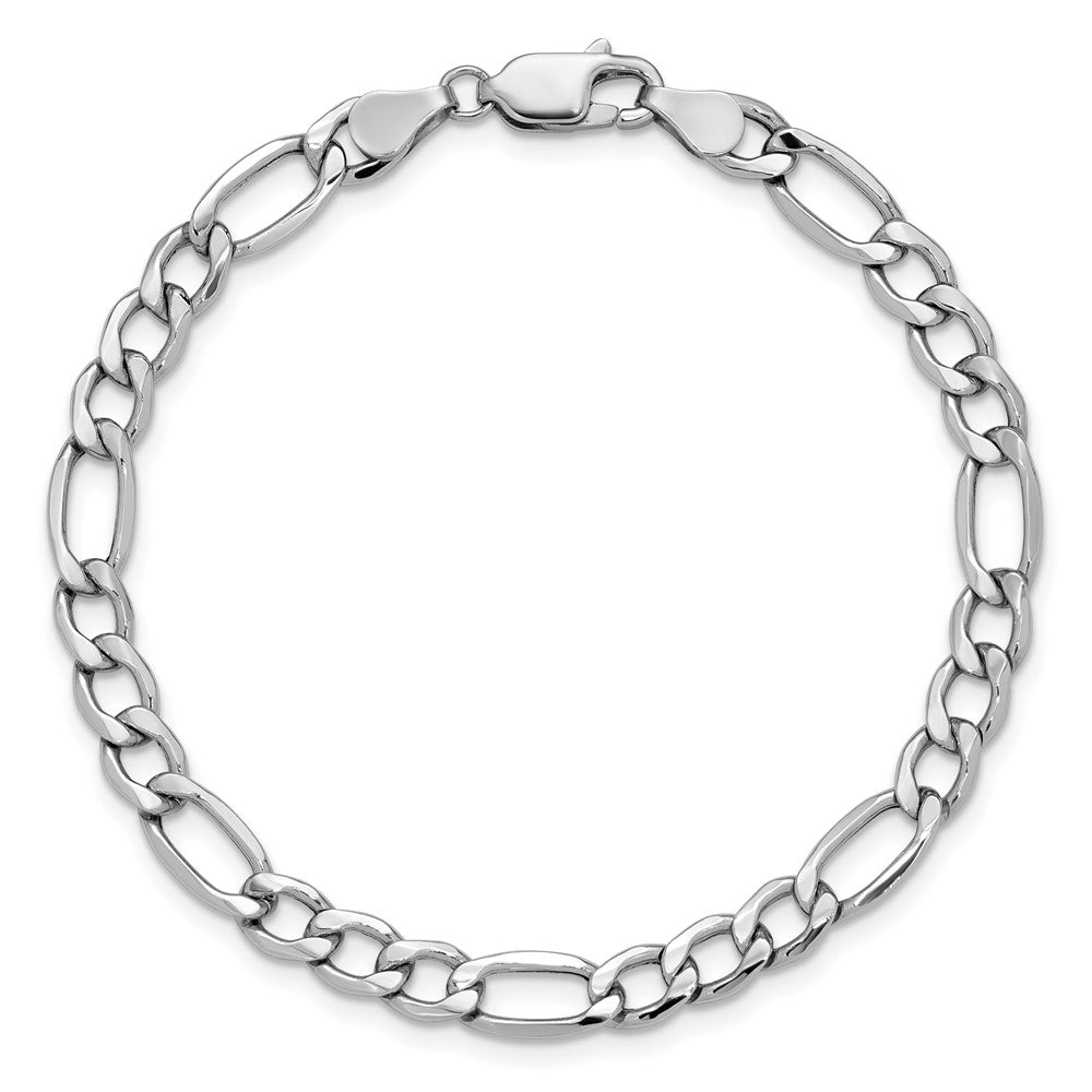5.75mm Semi-Solid Figaro Chain - White Gold