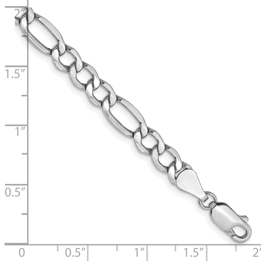 5.75mm Semi-Solid Figaro Chain - White Gold