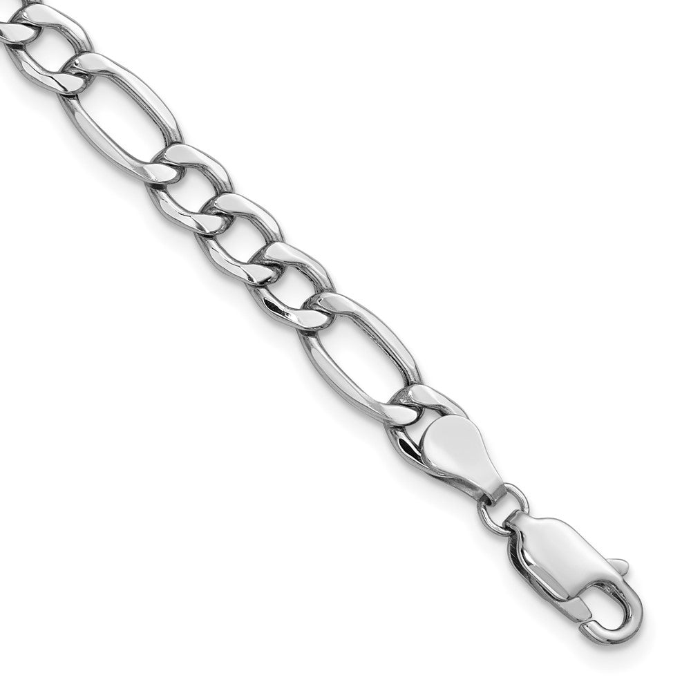 5.75mm Semi-Solid Figaro Chain - White Gold