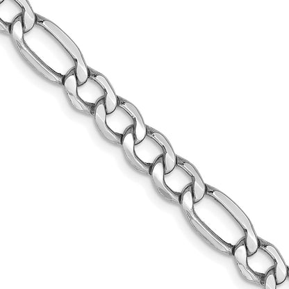 5.75mm Semi-Solid Figaro Chain - White Gold