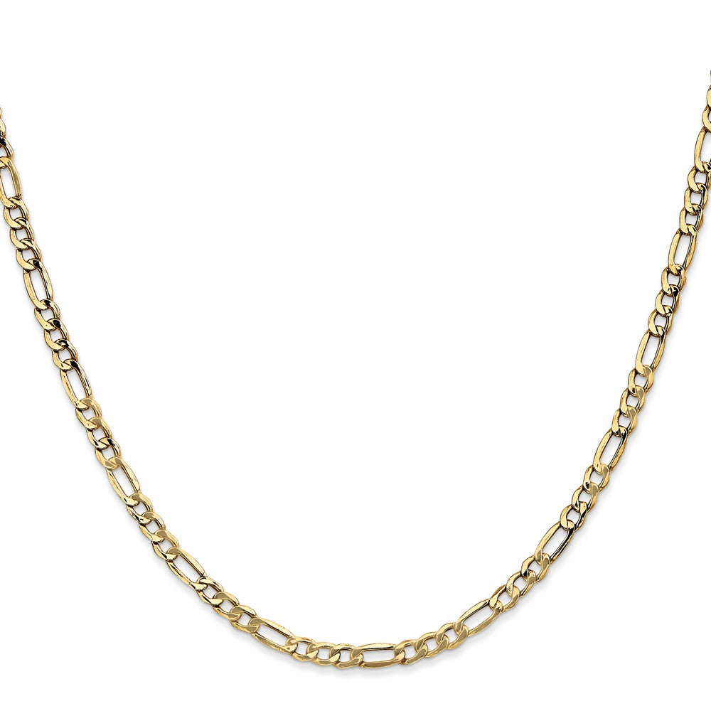 3.5mm Semi-Solid Figaro Chain - Yellow Gold
